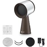 AMZCHEF Portable Range Hood, 3-Speed Desktop Exhaust Vent Fan, Silver brown | Desktop kitchen vent fan with large oil cup, washable aluminum filter. Low-noise, 3 speeds. Ideal for indoor BBQ,RV
