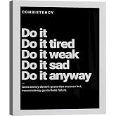 Do it Motivational Wall Decor for Office, ​​Positive Quotes Canvas Art,Framed Wall Art for Living Room, Black and White Inspirational Poster Prints ArtWork Perfect Home Decoration