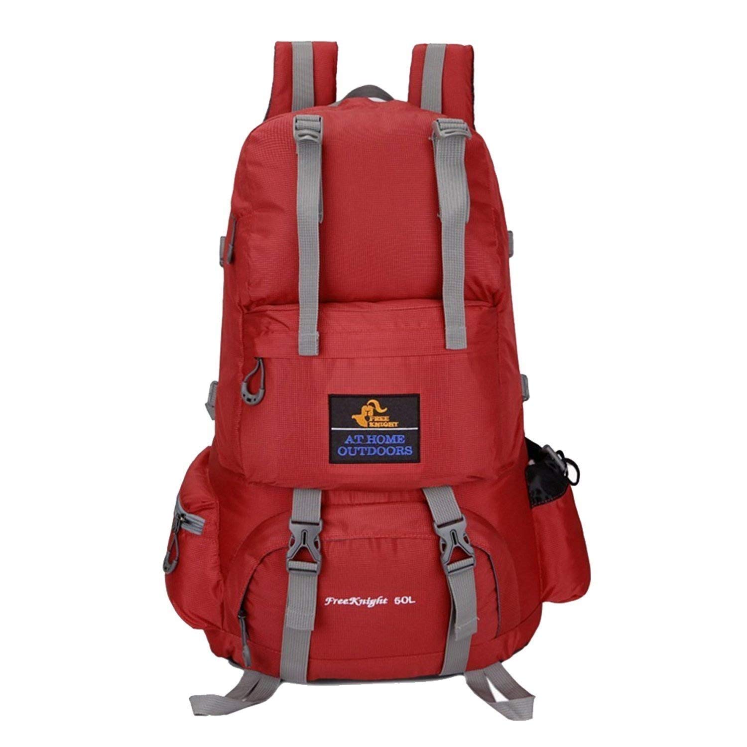 50L Mochila Senderismo GENOLD Bolsa Multifunción Impermeable Deportes Al Aire Libre Bolsa de Viaje de Día para Acampar Trekking Pesca de Viaje Ciclismo Esquí de Ocio-Roja