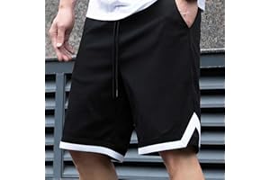 Men's Casual Loose Fit Shorts Knee Length Mesh Quick Dry Elastic Waist Drawstring Multi Purpose