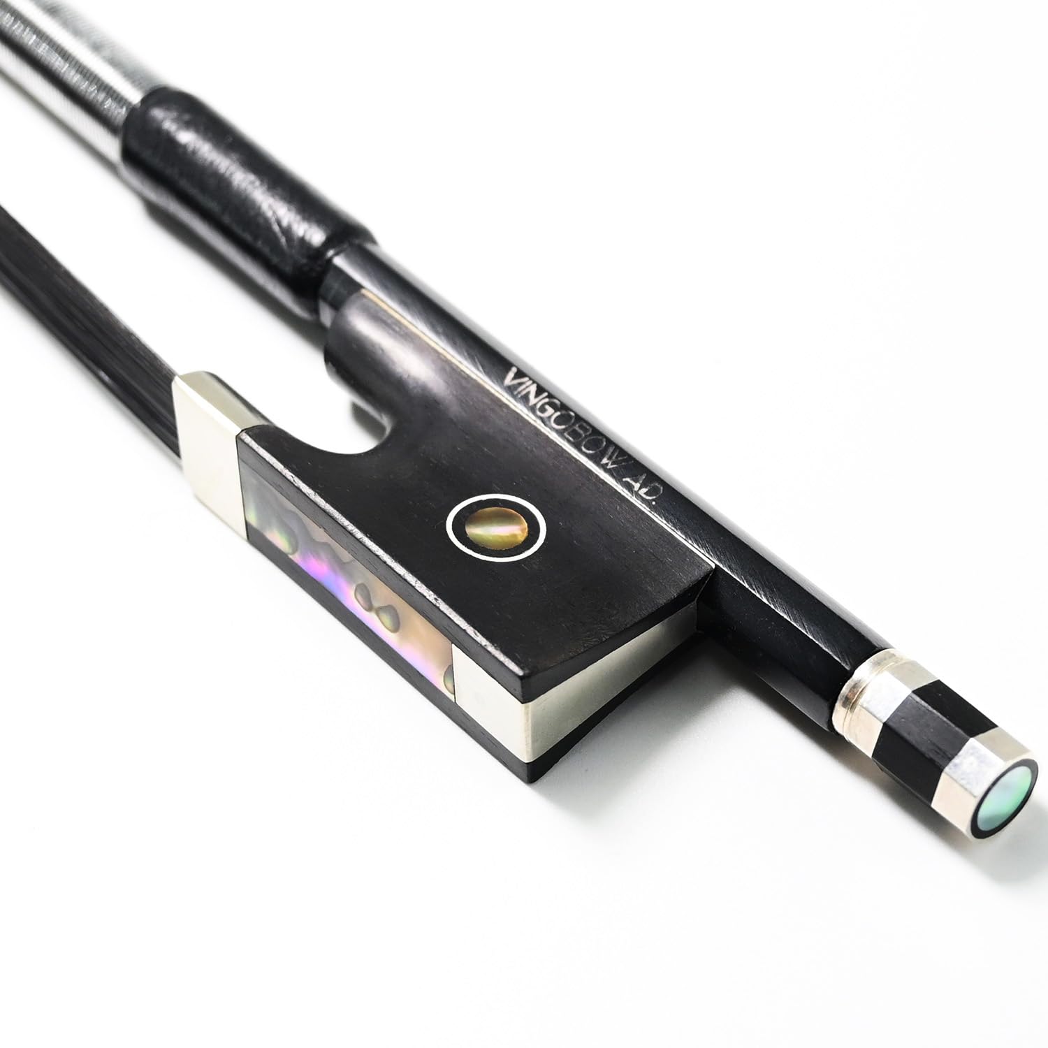 Carbon Fiber Violin Bow 3/4 Size VINGOBOW 100VB 69 cm Three Quarters for Advanced Student Straight Parisian Eyes Ebony Frog Unbleached Mongolian Black Horse Hair Powerful and Wild Tone Smooth Screw