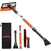 AstroAI 47.2 Inch Ice Scrapers for Car Windshield, Extendable Snow Brush with Squeegee, 3 in 1 Durable Snow Removal Telescopi