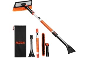 AstroAI 47.2 Inch Ice Scrapers for Car Windshield, Extendable Snow Brush with Squeegee, 3 in 1 Durable Snow Removal Telescopi