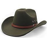 LIDHAY Cowboy Hat for Women and Men Felt Wide Brim Classic Outdoor Fedora Hats Western Cowboy Cowgirl Hats with Belt Buckle