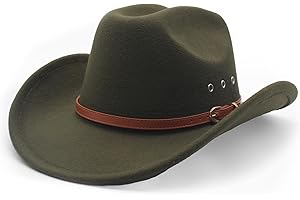 LIDHAY Cowboy Hat for Women and Men Felt Wide Brim Classic Outdoor Fedora Hats Western Cowboy Cowgirl Hats with Belt Buckle