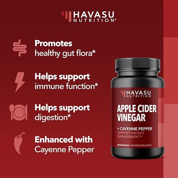 APPLE CIDER VINEGAR CAPSULES WITH CAYENNE PEPPER FOR DIGESTIVE HEALTH SUPPORT – 500MG ACV AND 20MG CAPSICUM ANNUUM – EASY-TO-TAKE, UNFLAVORED PILLS – 60 COUNT – VEGAN, NON-GMO – 2 MONTH SUPPLY