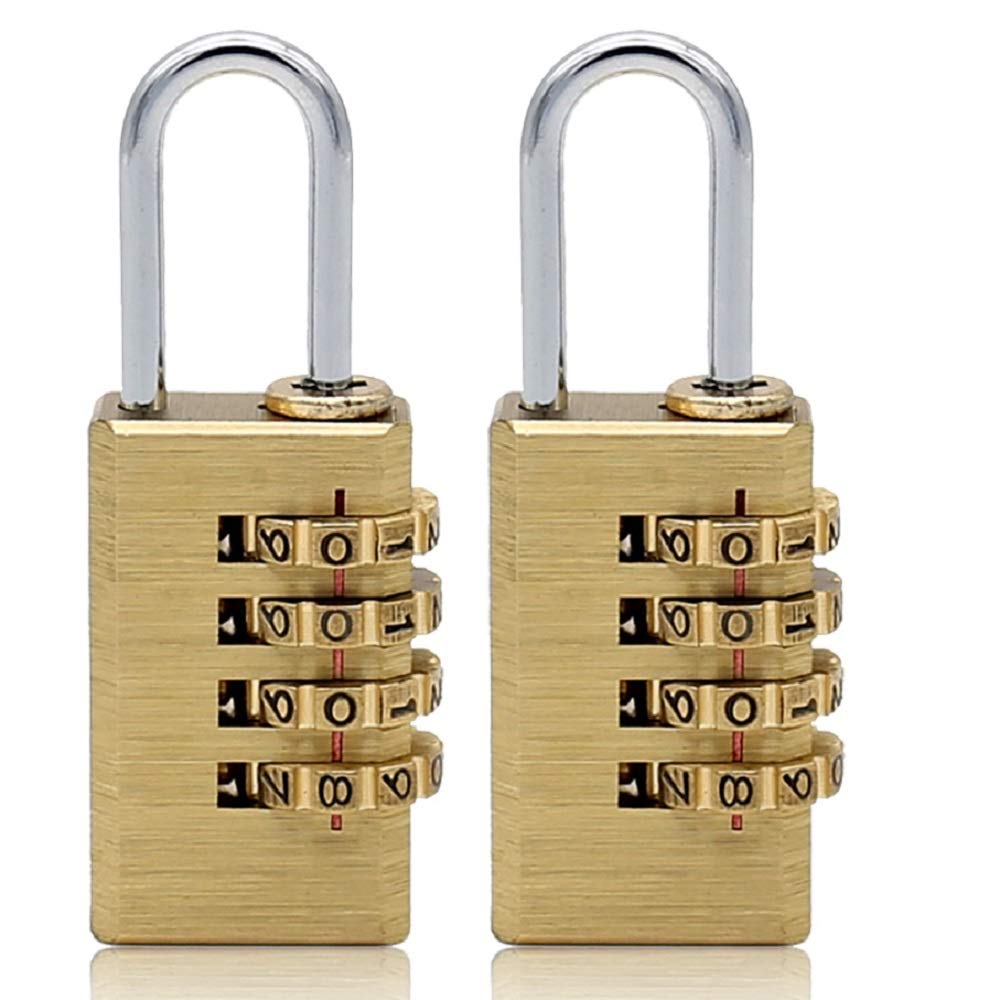 MIONI Solid Brass 2PCS Combination Lock 4 Copper Digit Padlock for Indoor and Outdoor Rustless Die-Cast