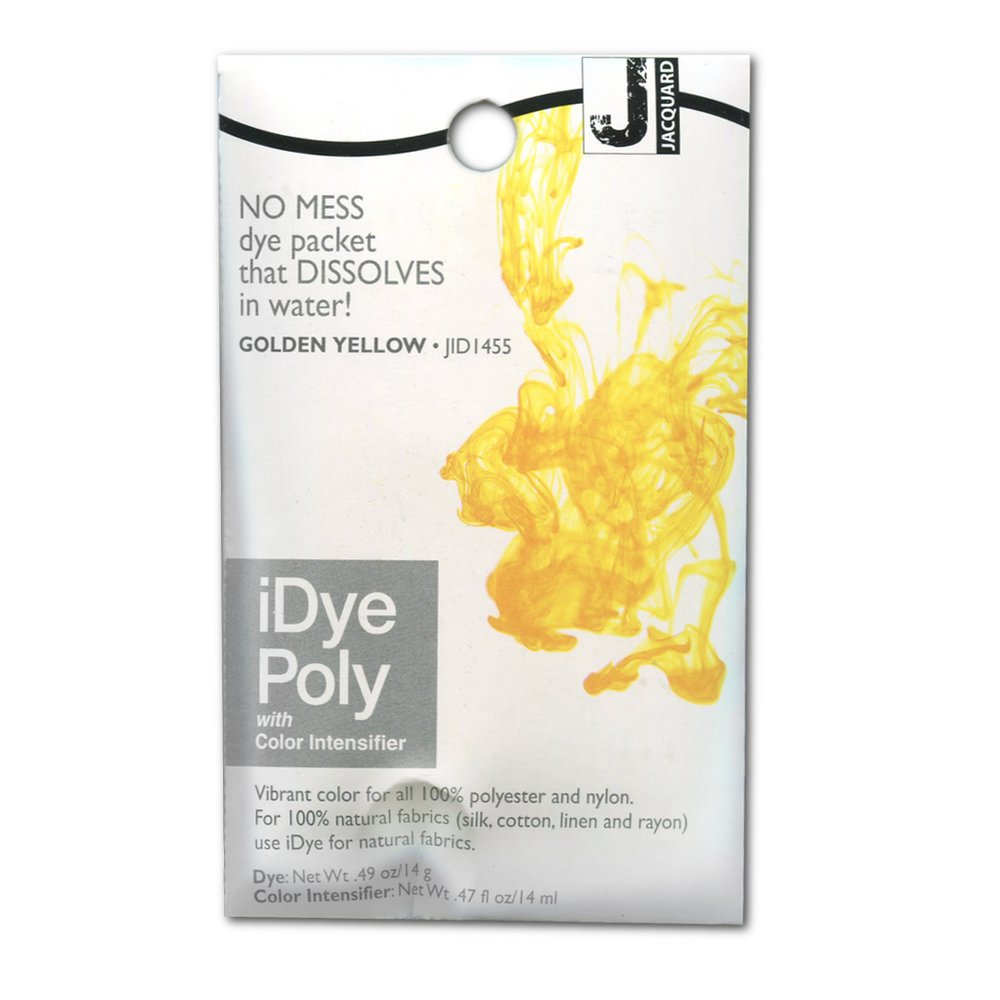 Jacquard iDye Poly Fabric Dye Golden Yellow for Natural, Synthetic, Polyester and Blended Textile Fibres 14g No Mess Packet