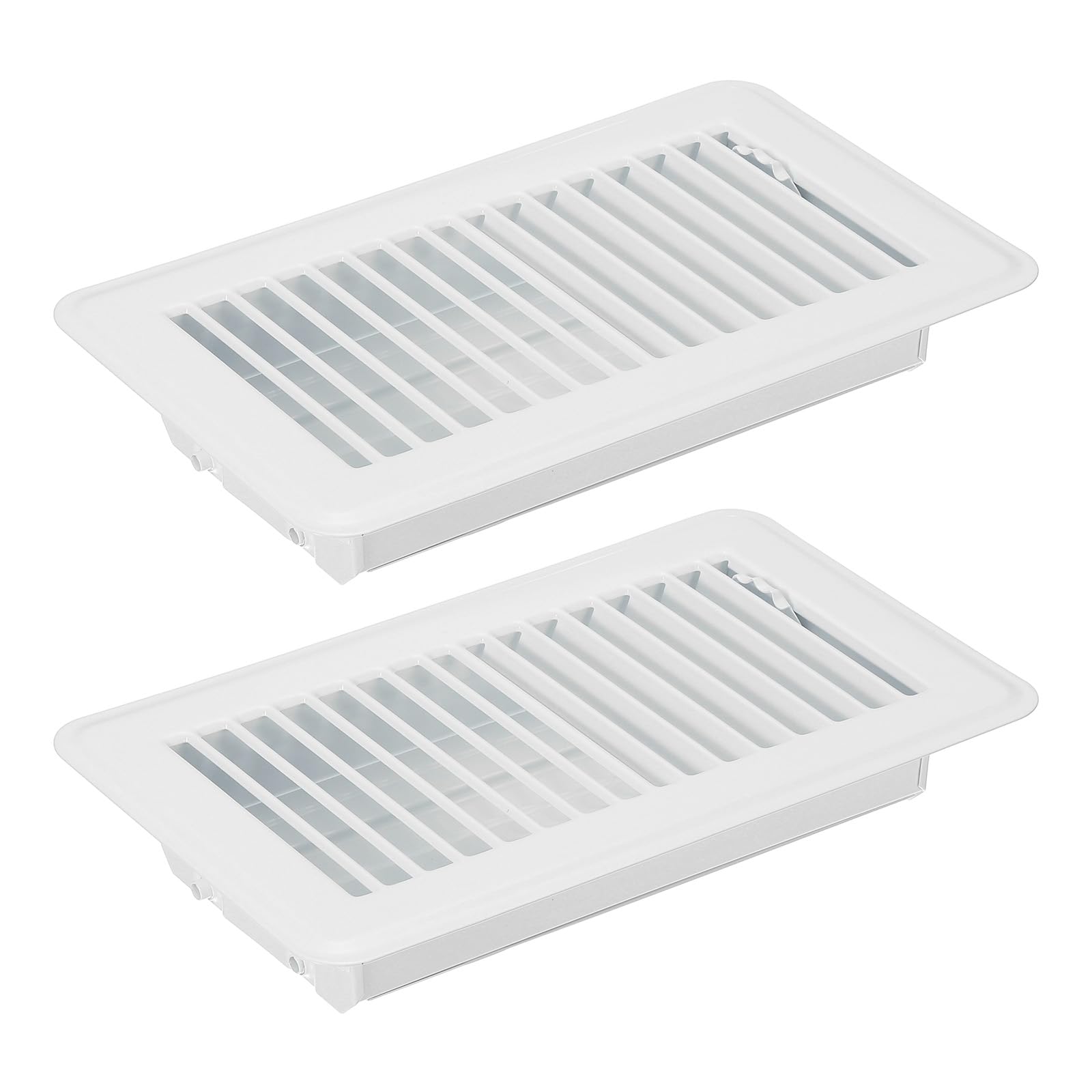 PATIKIL 8 x 4 Inch Floor Register, 2pcs Heavy Duty Air Vent Cover Steel Adjustable Decor Vents Easy Adjust Floor Grates for Sidewall Home Office, White