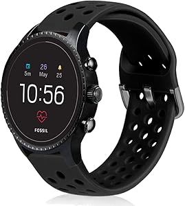 Abanen Watch Band for Fossil Gen 4 Explorist,22mm Soft Silicone Sport Waterproof Quick Release Wristband Strap for Fossil Gen 5 Carlyle/Julianna/Garrett,Gen 5E men's 44mm,Fossil Hybrid,(Black)