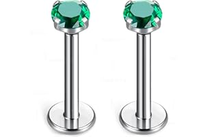 BelezaDosas G23 Titanium Labret Studs Threadless 16G Lip Rook Lobe Tragus Helix Cartilage Push Back Earring Piercing Jewelry