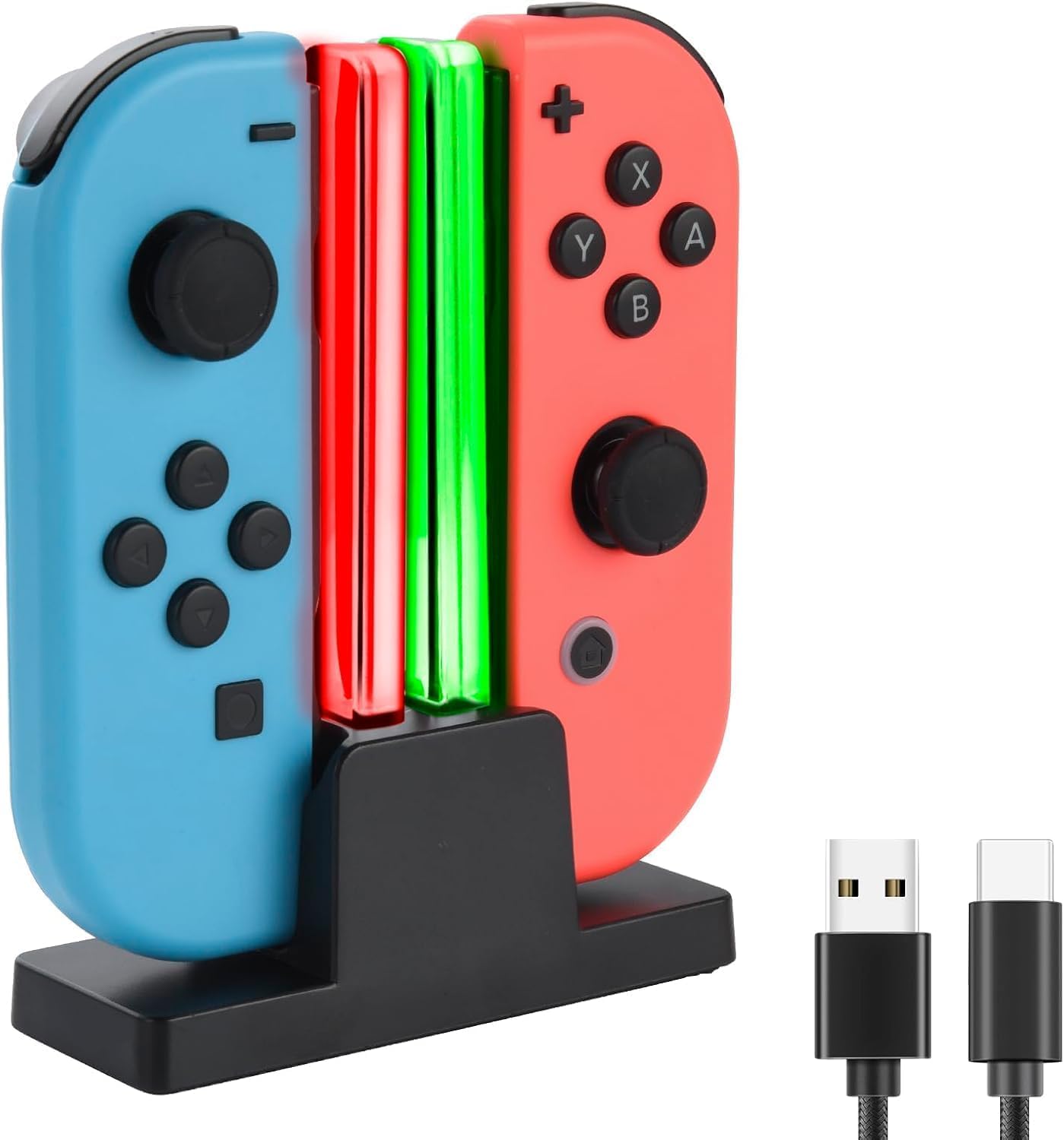 ELUTENG Ladestation für Switch Controller, Controller Ladestation Kompatibel mit Nintendo Switch JoyCons, Ladesta Tion mit LED Anzeigeleuchte Und 3-3Ft Typ-C USB Ladekabel