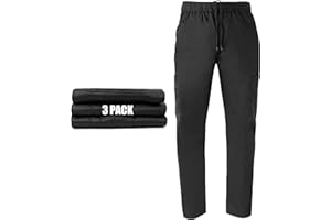 Ubon Chef Pants for Men, Black Cargo Work Pants 7 Pockets