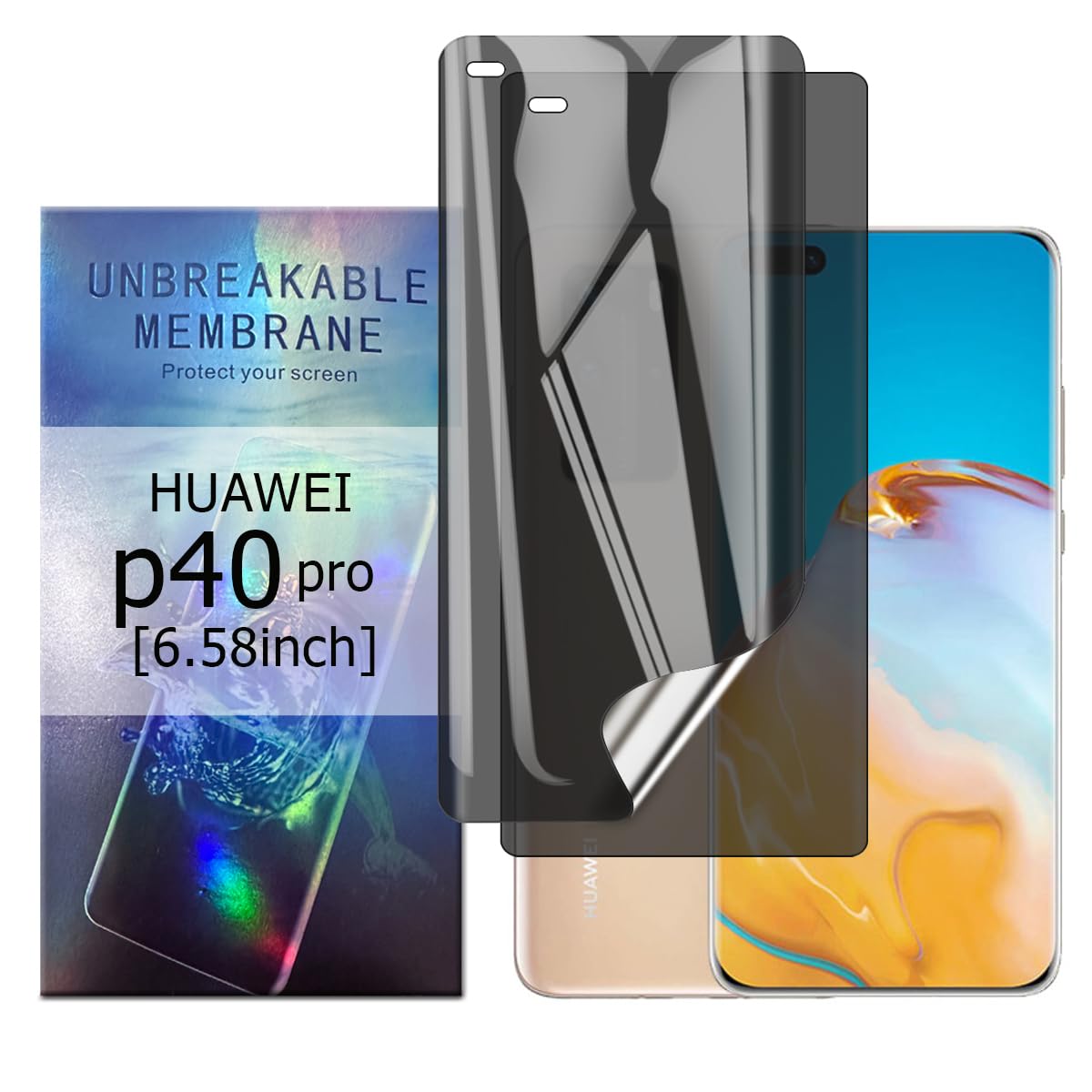 Glcrrpu 2 Pack for HUAWEI P40 Pro[6.58"] Privacy Hydrogel Screen Protector[Anti-Spy] Flexible TPU Protective Film Self-Healing[Not Tempered Glass]