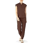 Bovchies Scrubs for Women Set - Sleeveless Stand Collar Scrub Top & Drawstring Jogger Pants, Scrub Set for Nurse Workwear