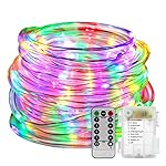 LED Rope Lights Battery Operated Waterproof 33ft String Lights with Remote Timer YIHONG Firefly lights 8 Mode Dimmable Fairy Lights For Outdoor Indoor Home Decoration Multi-Color