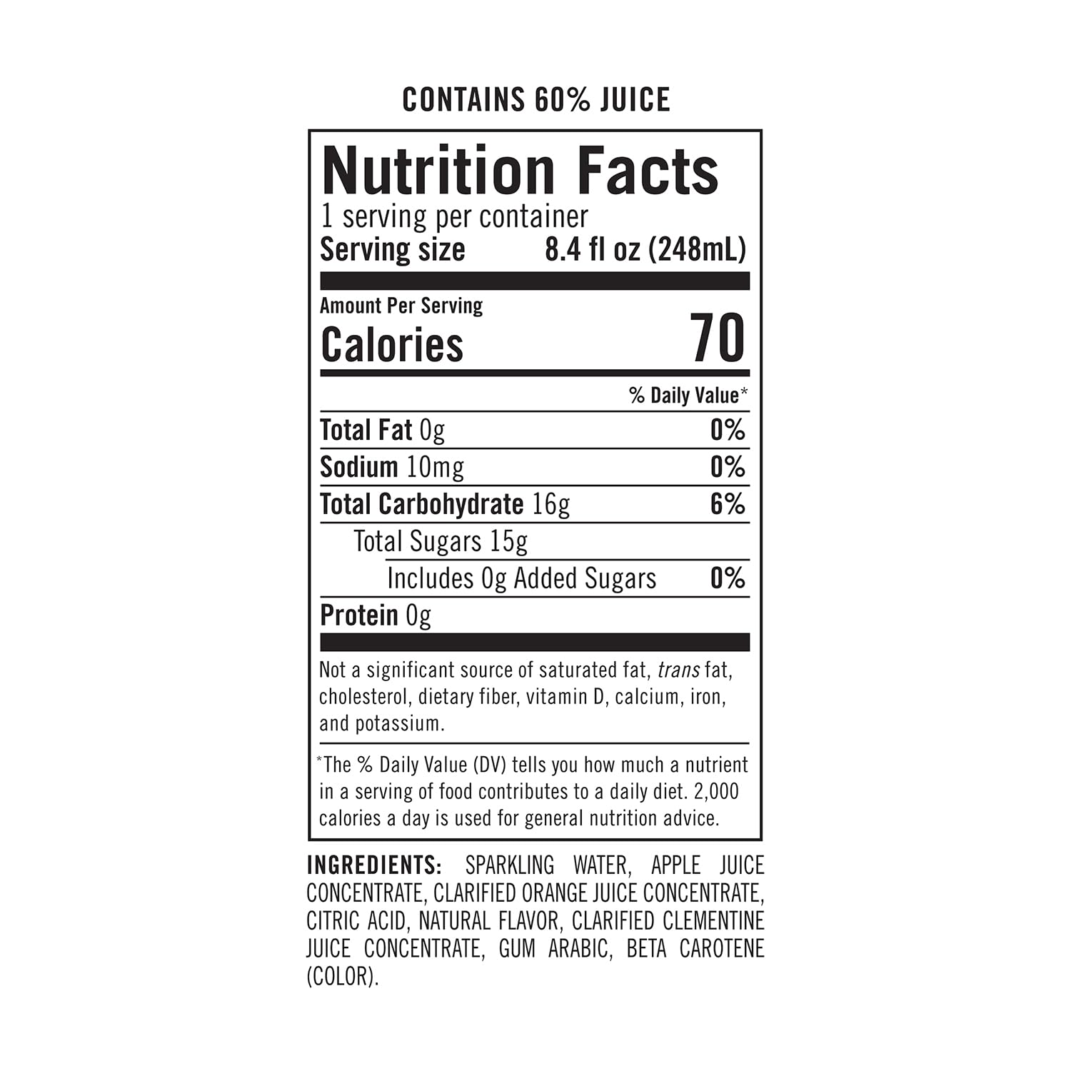 IZZE Sparkling Juice Beverage Blend, Clementine, No Sugar Added, 8.4 FL OZ, 24 Cans