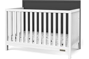 Child Craft Orbit 4-in-1 Convertible Crib, Baby Crib Converts to Day Bed, Toddler Bed and Full Size Bed, 3 Adjustable Mattress Positions, Non-Toxic, Baby Safe Finish (Ebony/Matte White)