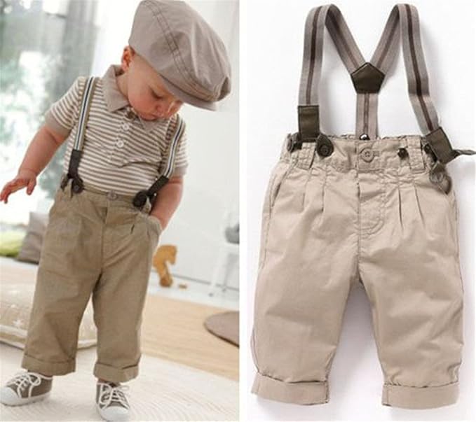 Baby Boy Toddler Clothes Strips Tops+Pants+Braces 3Pcs Gentleman Outfit Set 03Y Amazon.co.uk