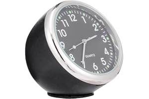 NULYLU Car Dashboard Luminous Quartz Clock Compact Analog Vehicle Clock Black Case Black Dial