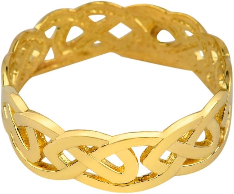 Solid Gold Celtic Wedding Band Trinity Knot Eternity Ring (14k) (4.75