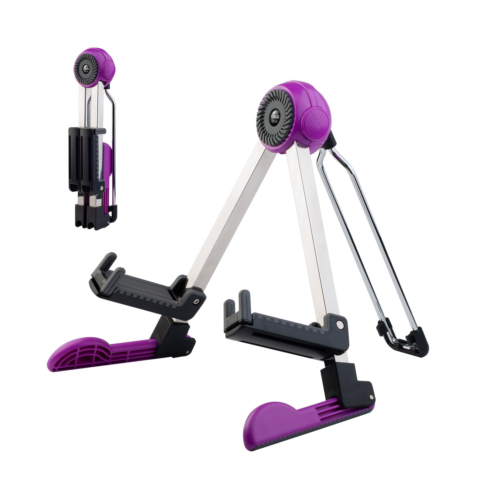GUITTO Guitar Stand - Electric and Acoustic, Floor Standing Holder for Guitars, Bass, Banjo, Cello - Portable, Foldable, and Small A-Frame Design GGS-03