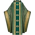 AwwwCos Unisex Catholic Priests Celebrant Church Vestments Clergy Elegance Chasuble Mass Costume Round Collar Robe Cloak
