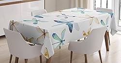Ambesonne Dragonfly Tablecloth, Group of Regularly