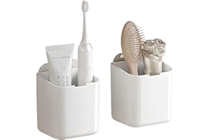 2 Pcs Shower Shelves, No-Drill Self-Adhesive Wall Mounted Storage Boxes with Dust Cover, Bathroom Organizer with Drainage, Ve