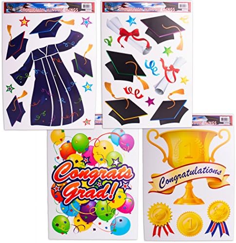 Graduation Congrats Grad Caps Diplomas Gown Decoration 37pc Window Clings