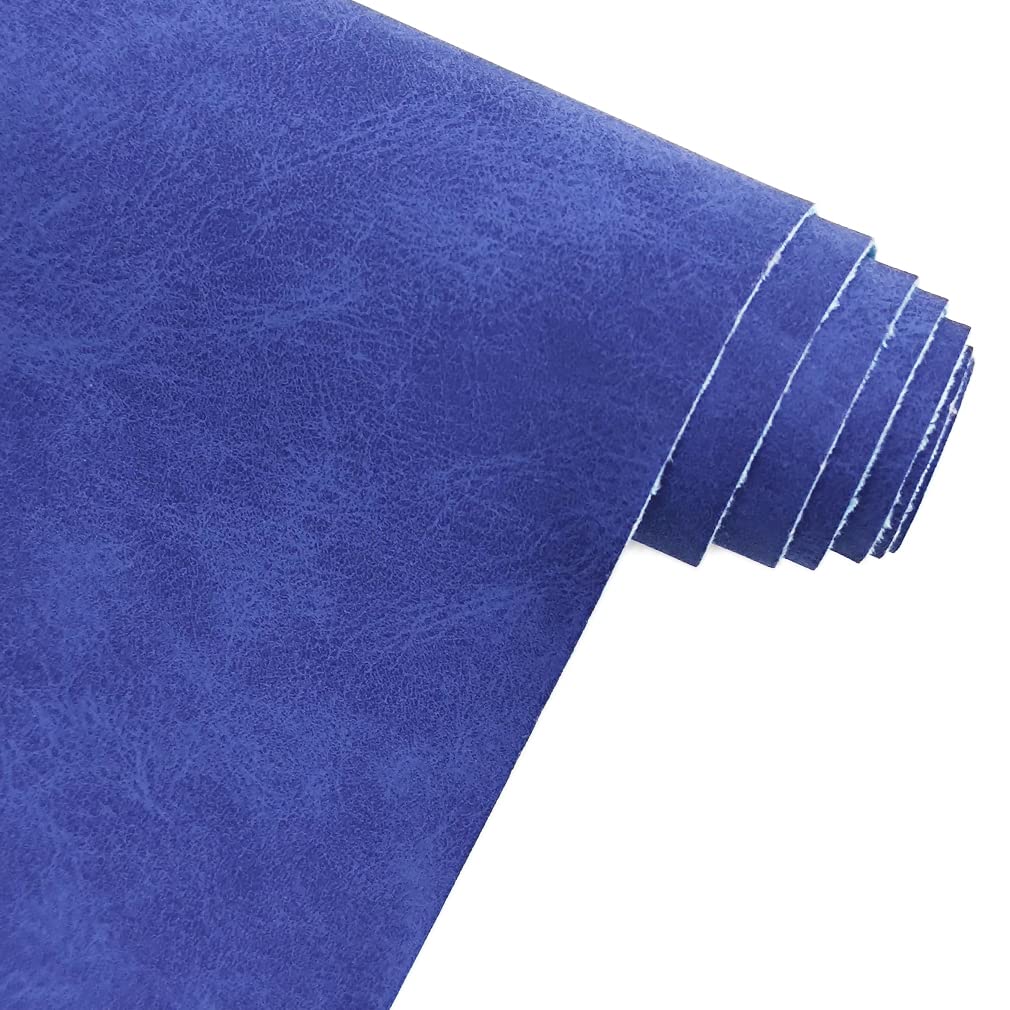XHT Suede Faux Leather Fabric 30x135cm Waterproof Synthetic PU Leather for Earrings Pouches Hair Bows Making (Navy Blue)