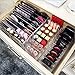 FLYMEI Acrylic Makeup Organizer, 8 Spaces Drawer Organizer for Lipstickers, Blushes, Eyeshadow, 10'' X 3.5'' X 2'' Makeup Organizers and Storage