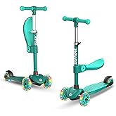 Gotrax KS3 Kids Kick Scooter, LED Lighted Wheels, Adjustable Height Handlebars and Removable Seat, Lean-to-Steer & Widen Anti-Slip Deck, 3 Wheel Scooter for Kids Ages 2-8 and up to 110 Lbs