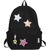 Taolivingmart Corduroy Backpack with Star Pattern, Trendy and Versatile, Fits 14'' Laptop Large Capacity Daily Commute (Black)