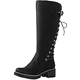 GLOBALWIN Women's Lace Up Back Knee High Fashion Boots