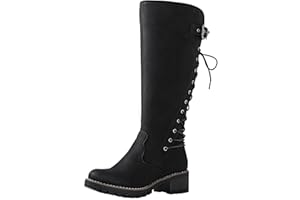 GLOBALWIN Women's Lace Up Back Knee High Fashion Boots