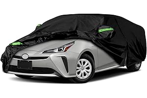 SPORTULI Waterproof Car Cover Replace for 2004-2025 Toyota Prius, 6 Layers All Weather Car Covers with Zipper Door & Windproof Bands for Snow Rain Dust Hail Protection