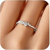 KIFUTENG 18K Gold Plated 925 Sterling Silver Engagement Rings for Women White Cluster CZ Moissanite Wedding Eternity Bands Ring Dainty Stackable Promise Rings for Her Jewelry Christmas Gifts