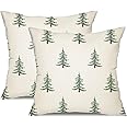 DFXSZ Christmas Pillow Covers 16x16 inch Set of 2 Christmas Tree Decorative White Throw Pillow Covers Winter Famliy Decoration for Home Couch TH-30B16