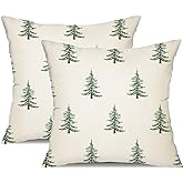 DFXSZ Christmas Pillow Covers 16x16 inch Set of 2 Christmas Tree Decorative White Throw Pillow Covers Winter Famliy Decoration for Home Couch TH-30B16