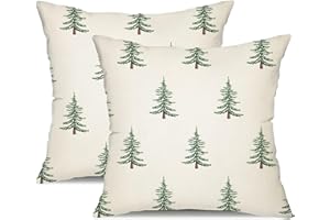 DFXSZ Christmas Pillow Covers 18x18 inch Set of 2 Christmas Tree Decorative White Throw Pillow Covers Winter Famliy Decoration for Home Couch TH-30B18