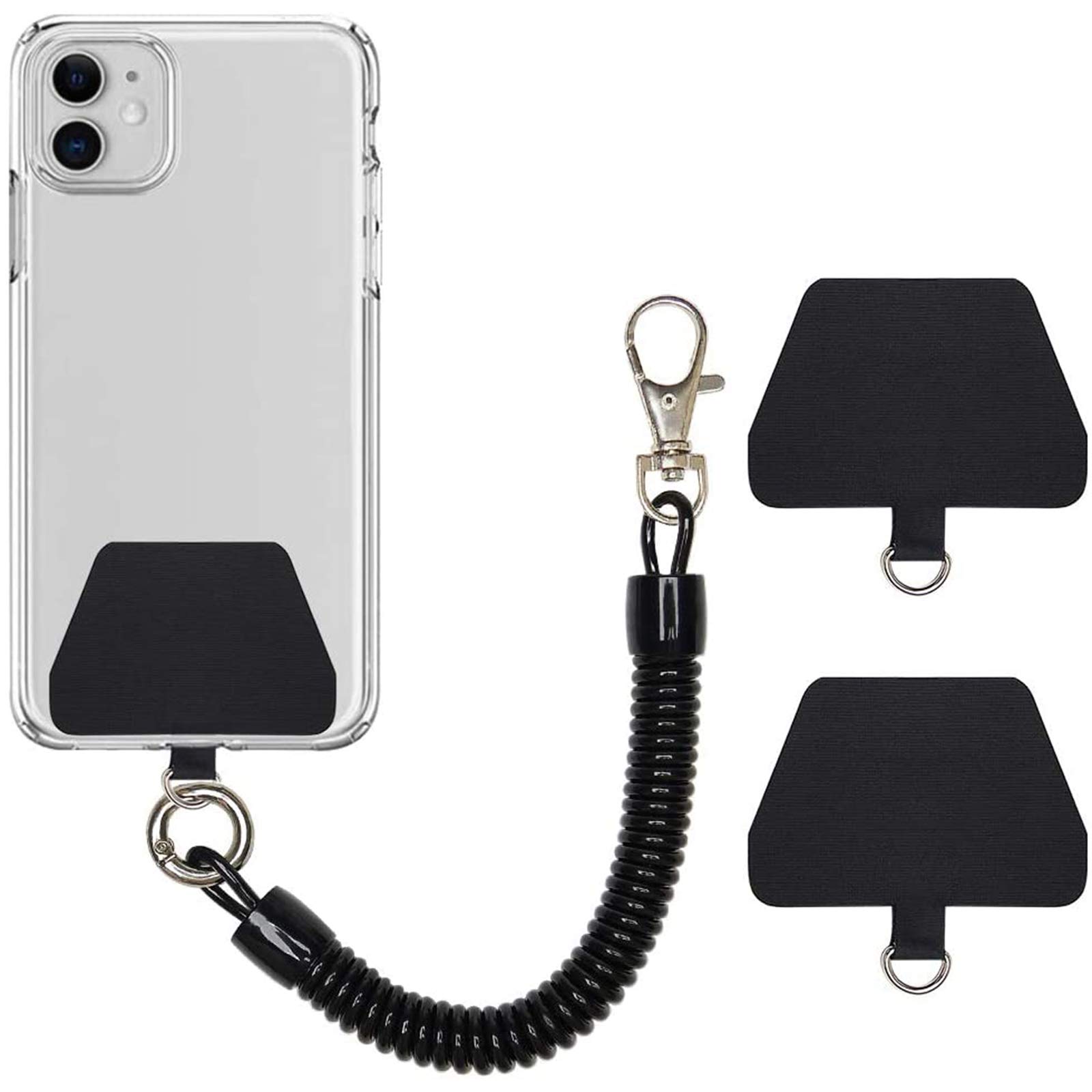 COCASES Phone Lanyard, Universal Theftproof Anti-Lost Elastic Tether Wrist Strap with Patch Compatible with Most Smartphones (Black 80cm)