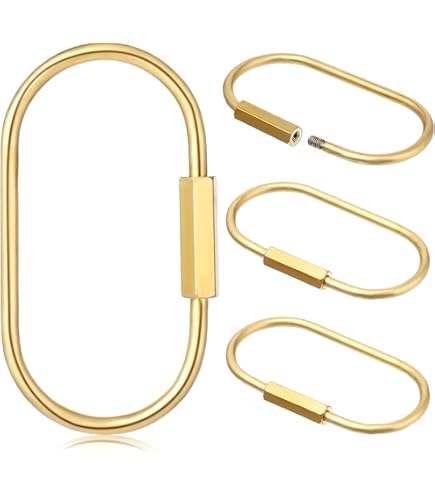 oruola 4pcs Brass Key Ring,Brass Screw Lock Keychain,Gold Key Ring