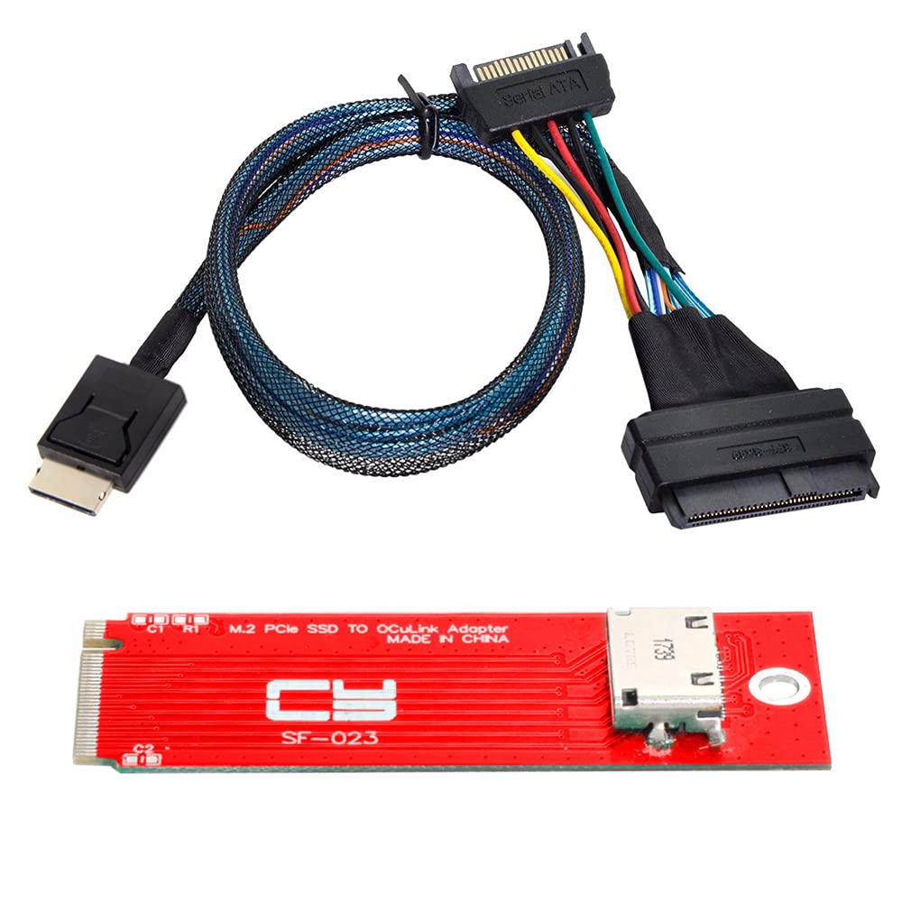 NFHK U.2 SFF-8639 Cable & PCI-E 3.0 M.2 M-key to Oculink SFF-8612 SFF-8611 Host Adapter for PCIe Nvme SSD 2260