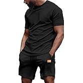 JMIERR Men's Casual Short Sleeve T Shirts and Shorts Summer Beach Vacation 2 Piece Outfit Lounge Workout Sets