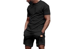 JMIERR Men's Casual Short Sleeve T Shirts and Shorts Summer Beach Vacation 2 Piece Outfit Lounge Workout Sets