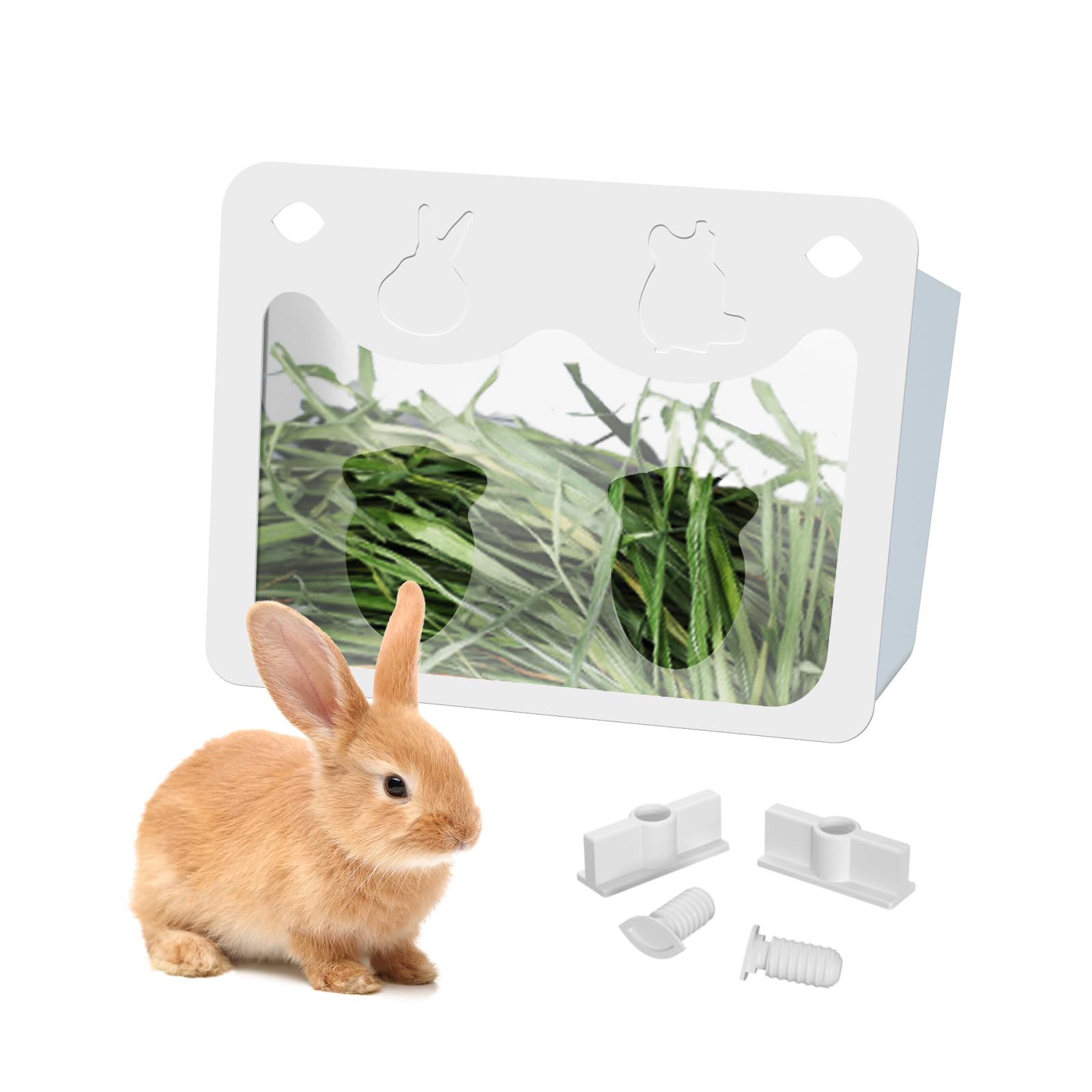 Photo 1 of Rabbit Hay Feeder, Guinea Pig Hay Feeder, Large Capacity Hay Rack That Can Be Installed Inside or Outside the Cage, Less Wasted, for Bunny, Chinchilla, Guinea Pig, Small Animal Cage Accessories (White