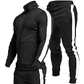 TEZO Men's Casual Active Tracksuits Full Zip Sports Jogging Suits Sets Athletic Running 2 Piece Sweatsuits with Zip Pockets