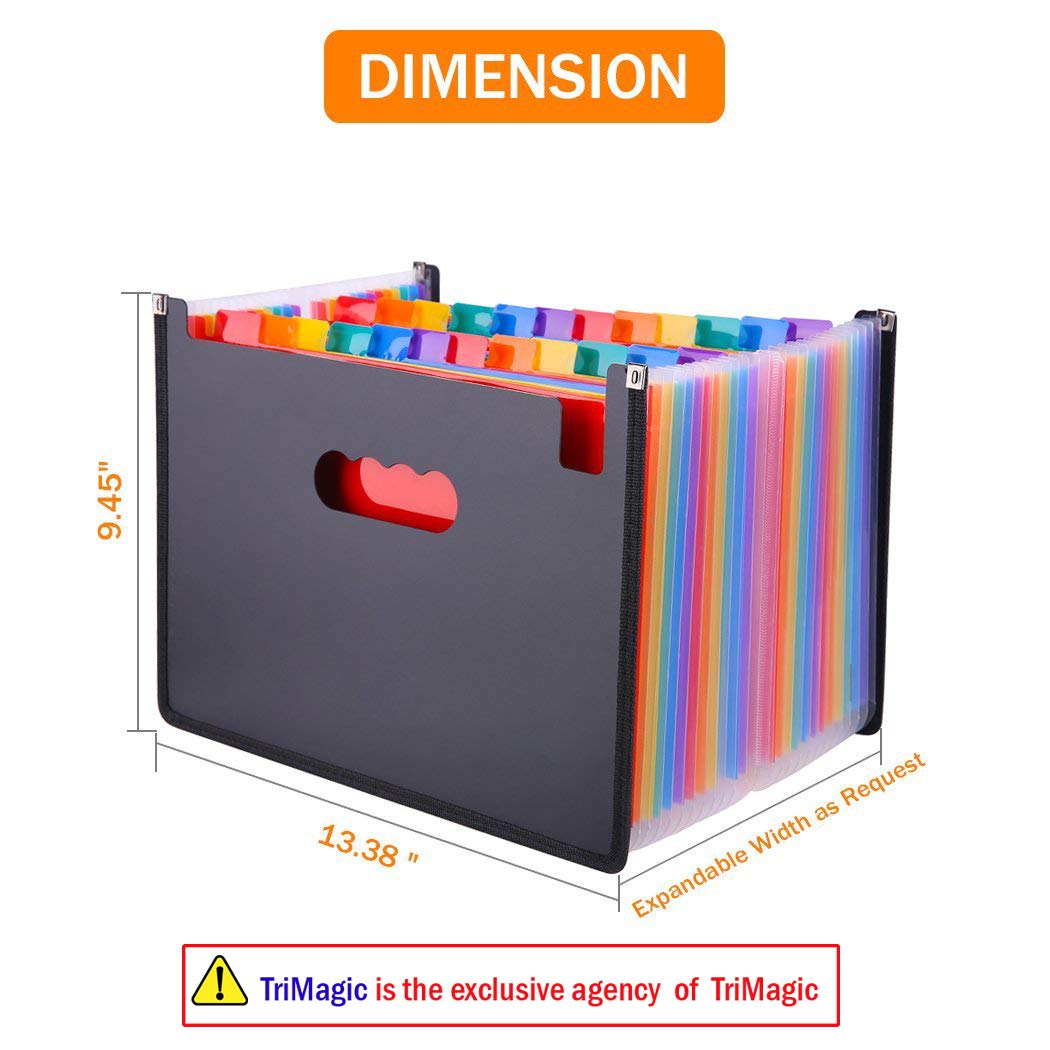 Expanding File Folder 24 Pockets, Multi-Color Accordion A4 Document Organizer with Expandable Wallet Stand – Works on Legal Size and Letter Size