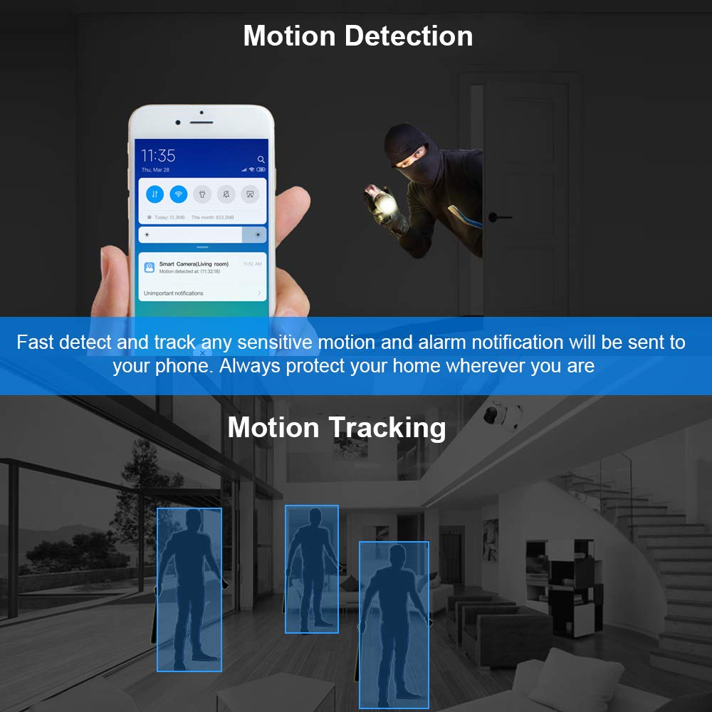 bedee Wifi IP Camera, Home Security Camera 1080P Wireless Indoor CCTV IP Camera with HD Night Vision/Two-way Audio/Motion Detection/Motion tracking Pan/Tilt/Zoom Monitor for Baby/Elder/Pet